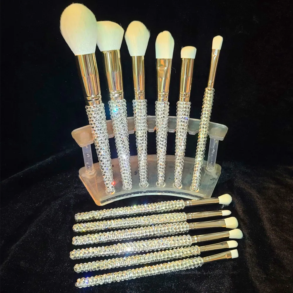 12Pcs  Makeup Brushes Private label Powder Foundation Eye Shadow Eyebrow Crystal Pr  bling bling crystal makeup brush set