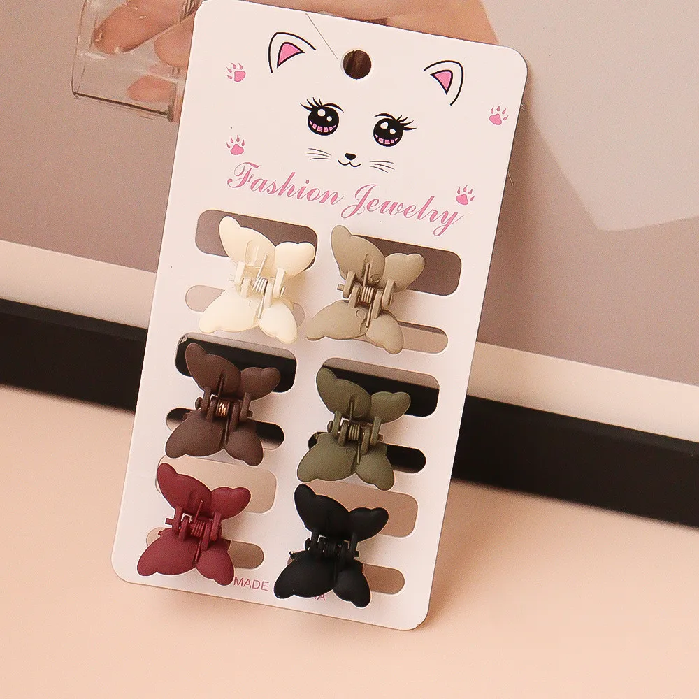 Wholesale 6pcs/set candy colored small hairs clip plastic mini hair claws various shapes children claw clips