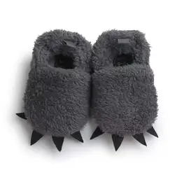 Wholesale Infant Wool Slipper Leopard Warm Home Bear Paw Boots Plush Baby Indoor Shoes
