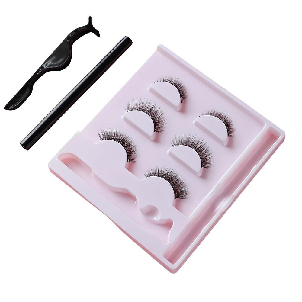 Real Mink Eyelashes magnetic eyelashes and eyeliner kit 5 pairs full strip lashes private label