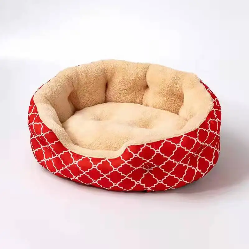 Oxford Cloth Material Pet Dog Sofa Bed With Fur Liner Removable And Washable Dog Cat square kennel non-slip bottom Nest