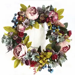 45cm peony wreath for home front door decoration full flowers wall window farmhouse garland artificial floral wreath