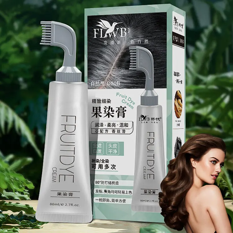 Customize Organic Herbal Plant Extract Wholesale Convenient Hair Dye Color Kit Shampoo with Comb 3 in 1
