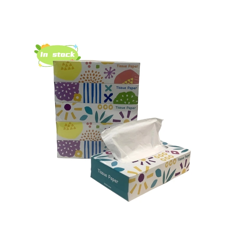 Wholesale Customised Tissue Paper Box Pack 2ply  White Wood Pulp Facial Tissue
