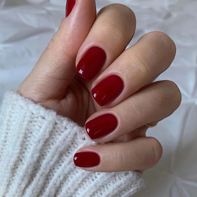 24 pcs Press On Nails 2023 NEW Design for Summer Solid color Short Size Artificial Nail Tips Best-selling in AMZ INS