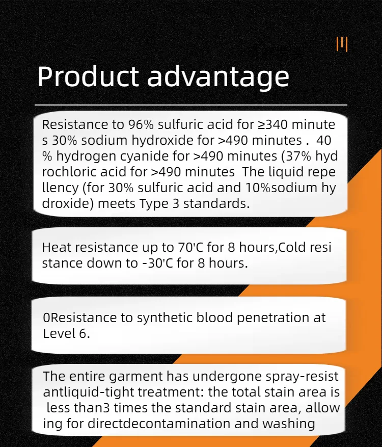 Fireproof and Water-Proof Air-Tight PVC Chemical Protective Coverall Anti-Static Work Clothing with Safety Features