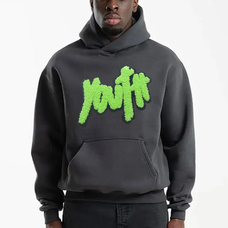 Streetwear Chenille Sweatshirt 500Gsm Cotton Oversized Fleece Heavyweight Hoodie Manufacturer Cropped custom hoodies unisex