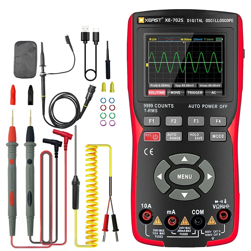Digital Storage Oscilloscpe Multimeter Auto True RMS Tranistor Probe Multimetro 48M/S 10Mhz PC Waveform Digital Oscilloscope