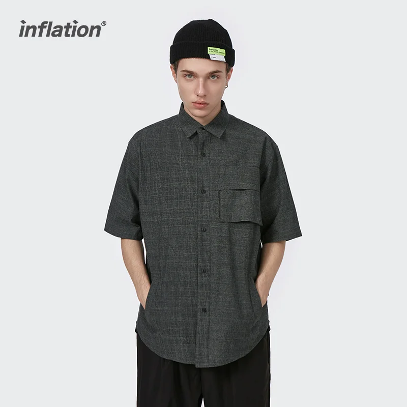
OEM Cotton Linen Shirts Men Summer Custom Vintage Short Sleeve Buttons Plus Size Down Shirts 