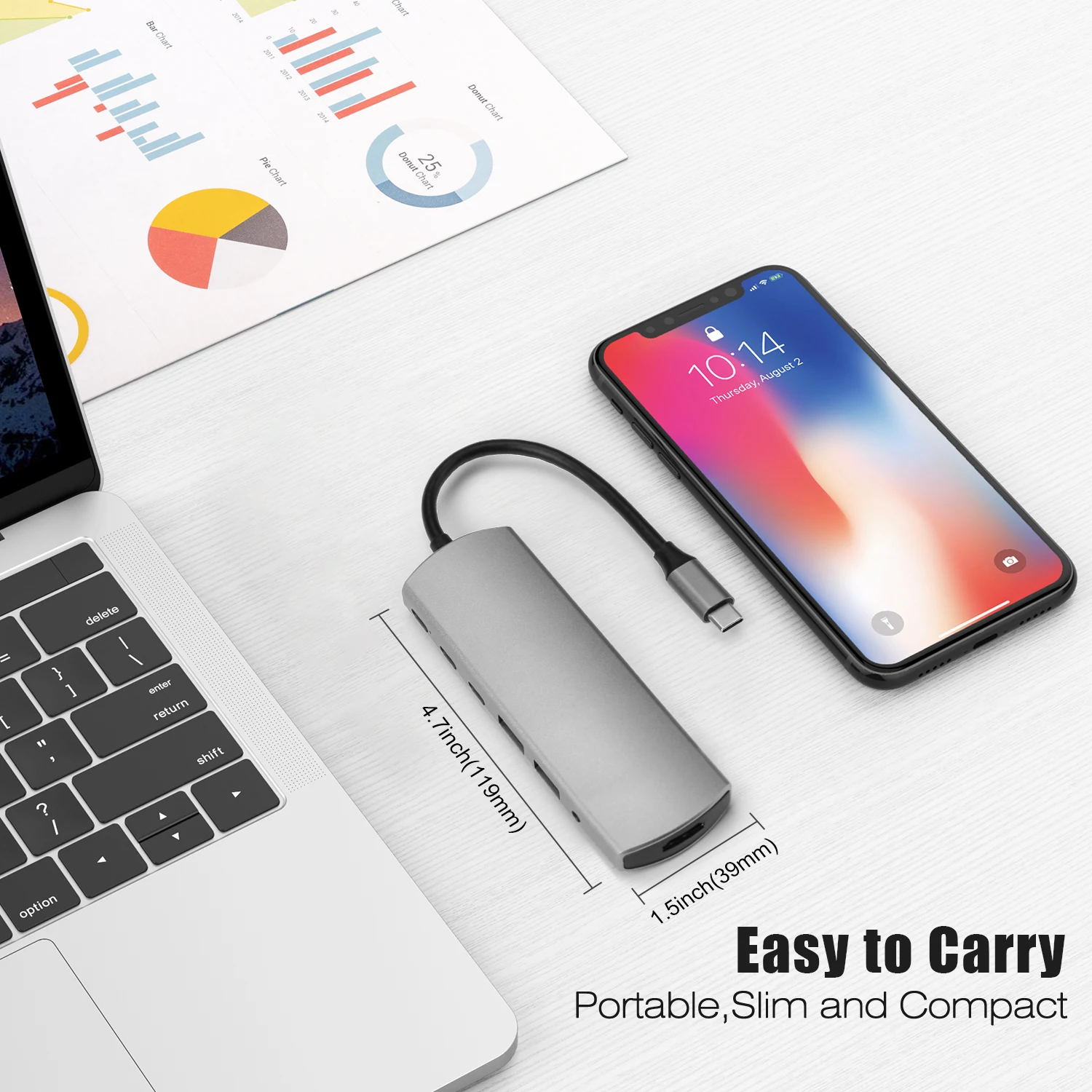 7 In 1 docking station usb type c hub Gigabit Ethernet 4k Hdmi 3.0 7 in 1 multiport Power Pass-Through Slot usb hub 7 Port
