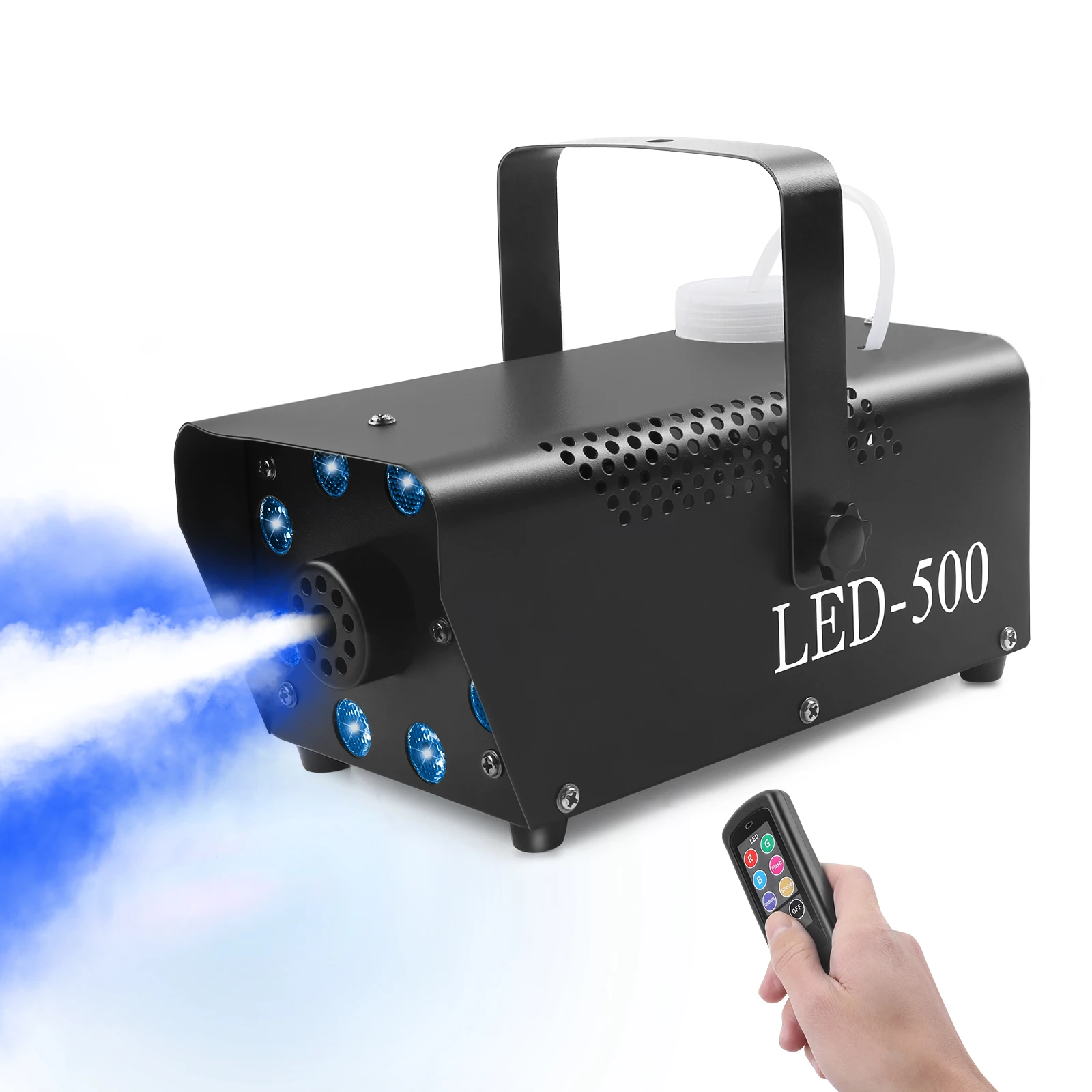 500W LED Smoke Machine with 8PCS RGB 3 in 1 LED Stage Colorful Spray Equipment