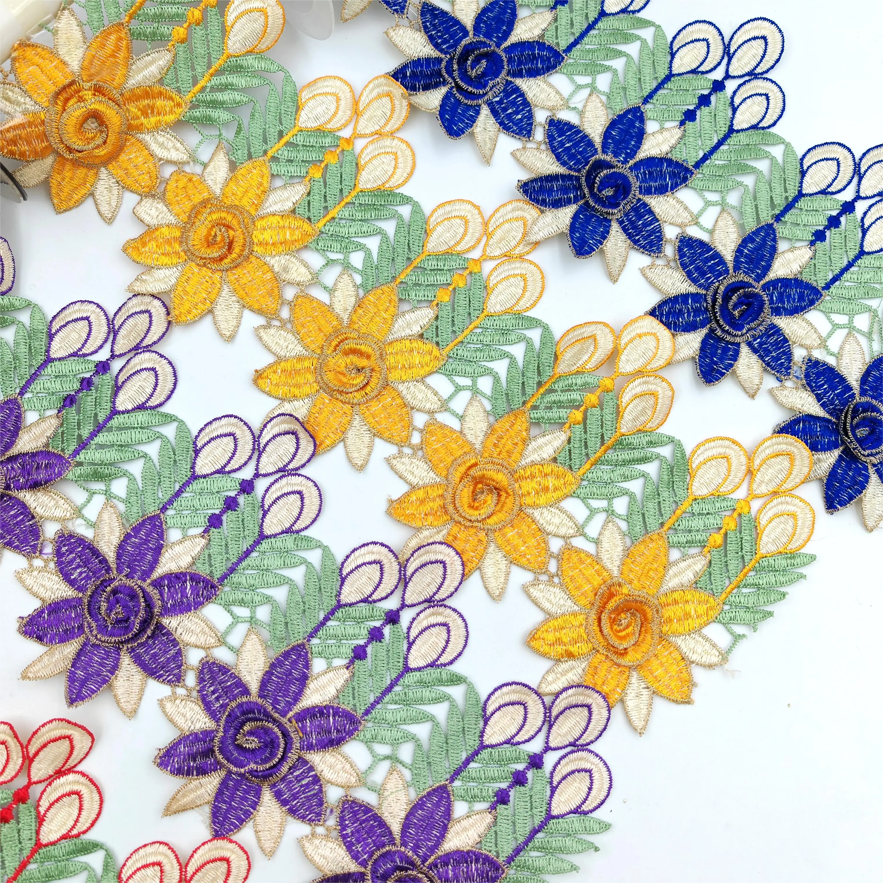 Wholesale Ethnic Embroidery Trim African lace Border Lace Trim colorful lace for ladies dress