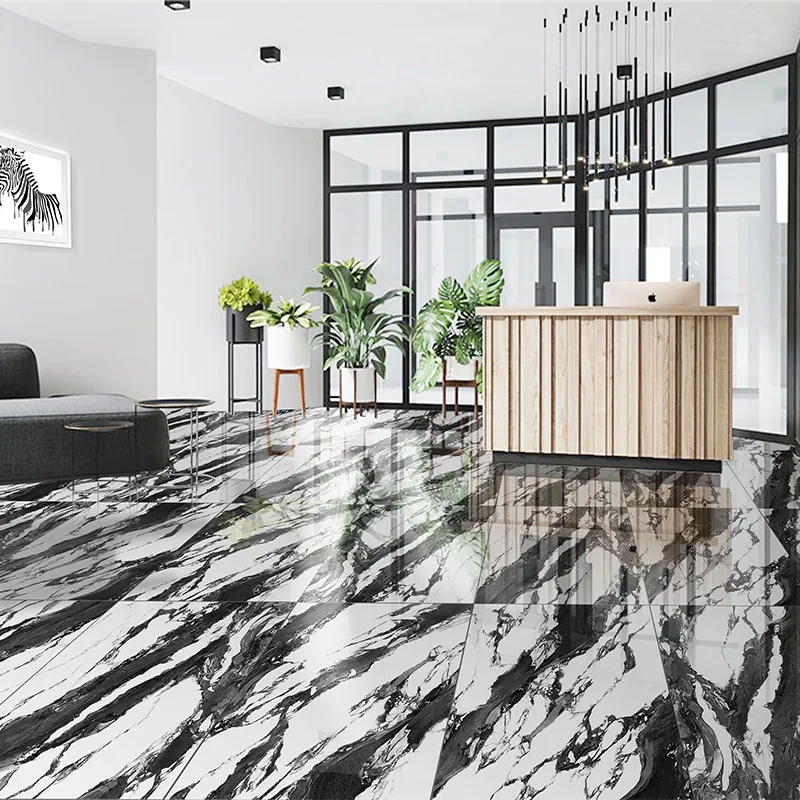 Honor Modern Big Slab Panda White Floor Tiles White Calacatta Marble Glazed Porcelain Polished Tile for Wall