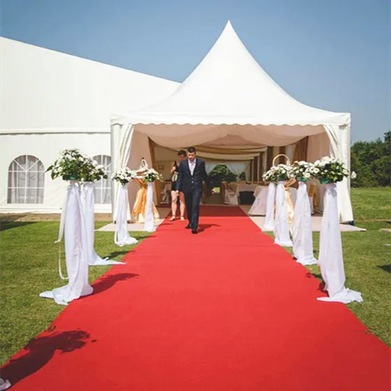 Non woven needle punched outdoor wedding stage carpet exhibition red carpet with protective film