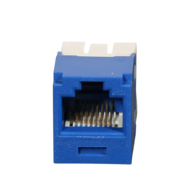 RJ45 CAT5e Cat6 Keystone Jacks Slim Profile 180-Degree Ethernet Punch Down Keystone Jack Adapter Blue