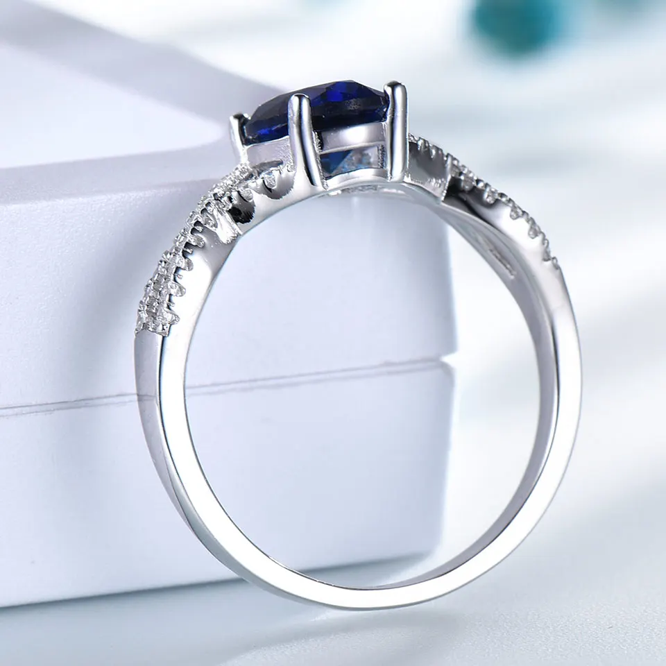 New Fashionable Blue Gemstone Ring 925 Sterling Silver Women Wedding Ring sterling silver jewellery