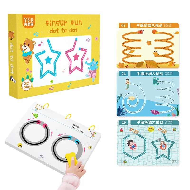 Children Educational Match Game Book Drawing Tablet Pen Control Training Shape