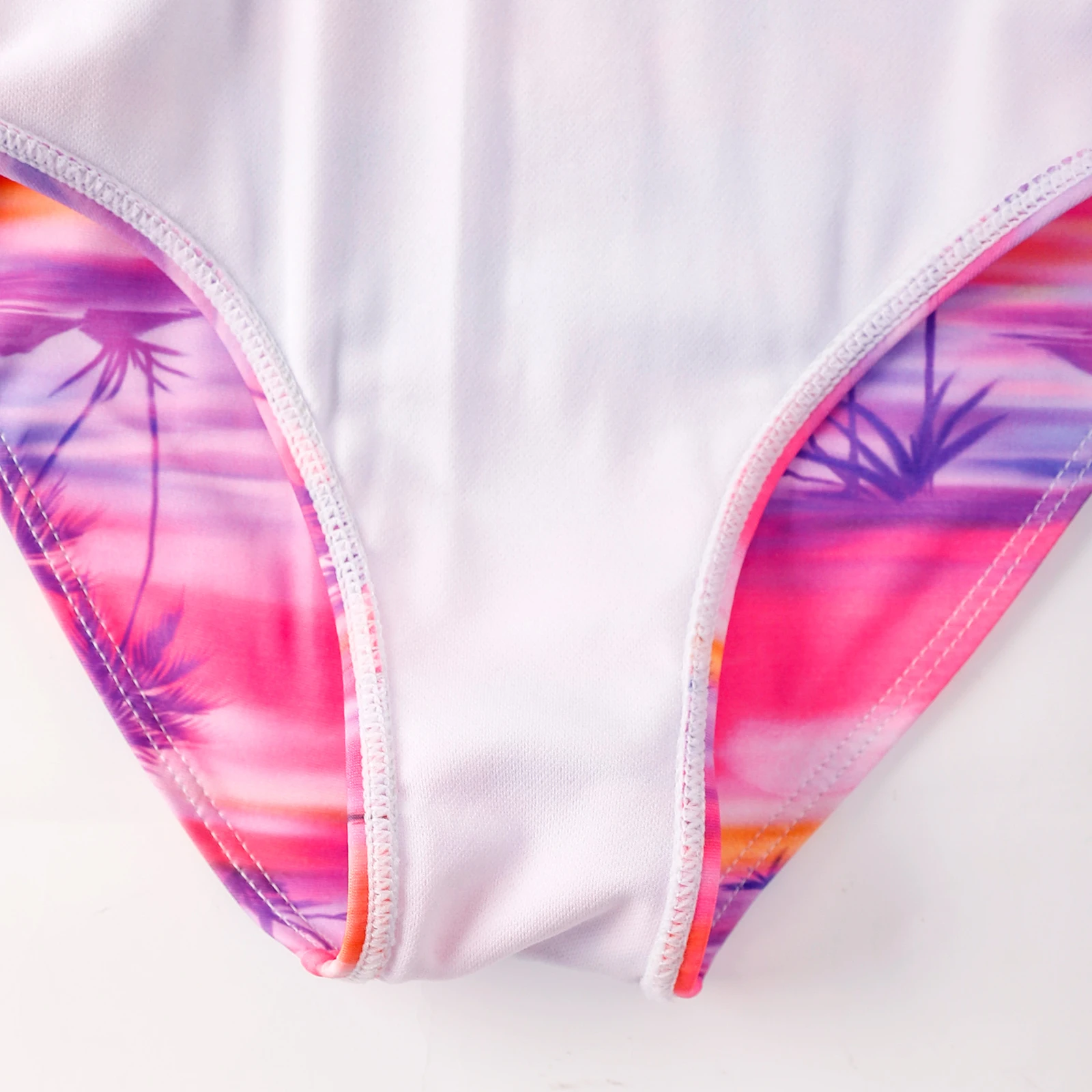 Hot sale high quality pink coconut tree print little kids children swimwear girls bikini swimsuit