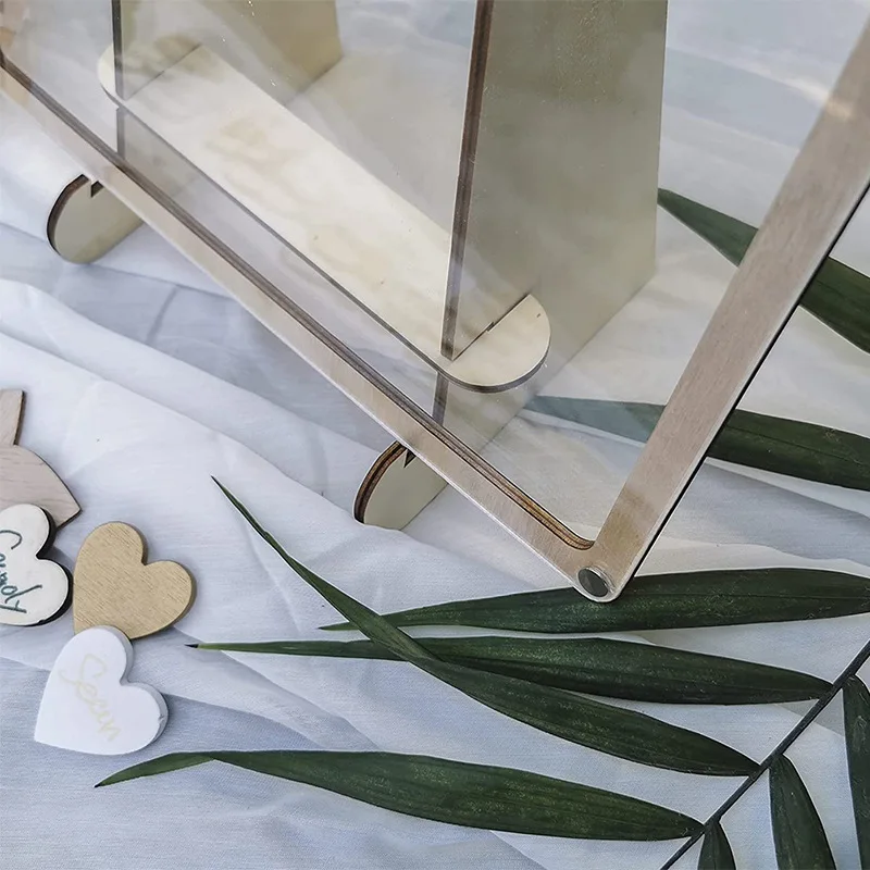 Amazon Popular Gift Wedding Supplies Acrylic Wedding Guest Book Heart Shape with Stand