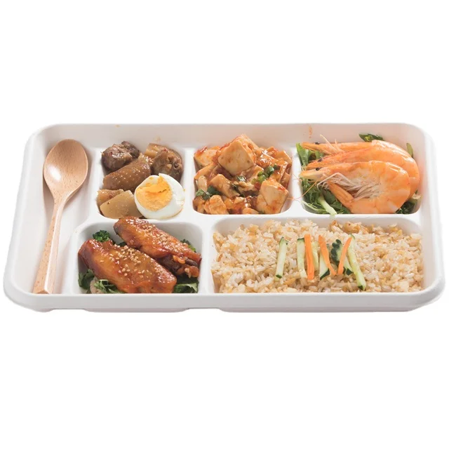 
LUZHOU Natural Sugarcane Bagasse Renewable Plant Fiber Tree Free 3-Compartment Clam Shell Container 