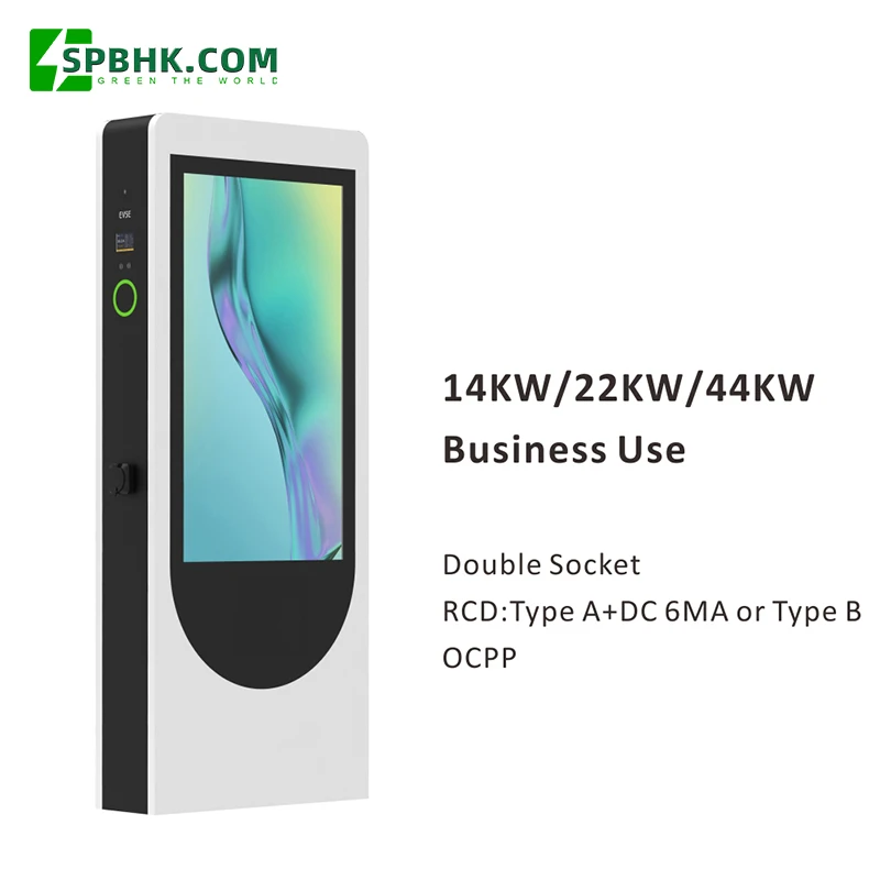 DC fast 60kw double gun electric cars ev fast charging station with outdoor advertisement screen ev charger