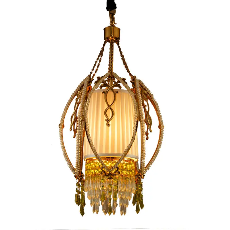 green antique elegant  luxury quality decorative copper crystal chandelier pendant lamp lighting with lantern lights