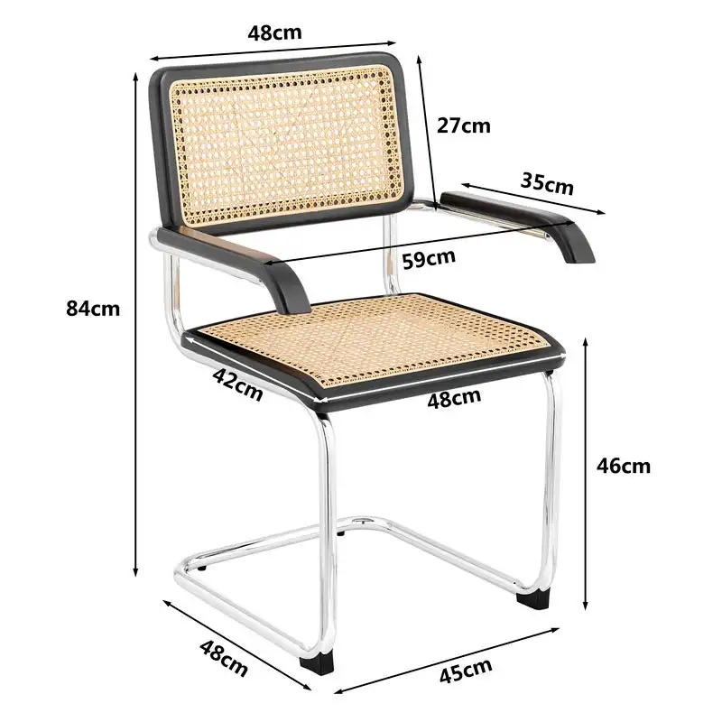 Marcel Breuer Cesca Replica Home Furniture Cadeiras Black Natural Rattan Cantilever Dining Room Chairs With Arms