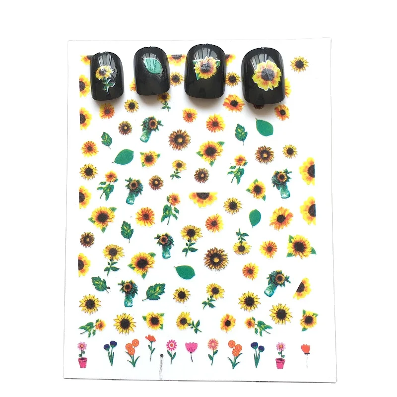 Popular Holographic Flower Nail Art Decals For Girls Women Nail Art Decoration