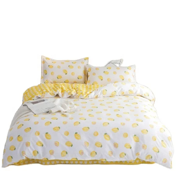 Amazon Polyester bed sheet Dyes Bedding Set 4pcs Print Pattern ins Duvet Cover Set Luxury Fabric 100% Cotton like bedspread