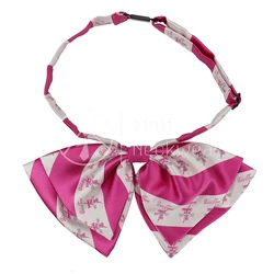 Custom Logo Designs Wholesale Pink White Striped Polyester Woven School Uniform Bow Ties for Girls