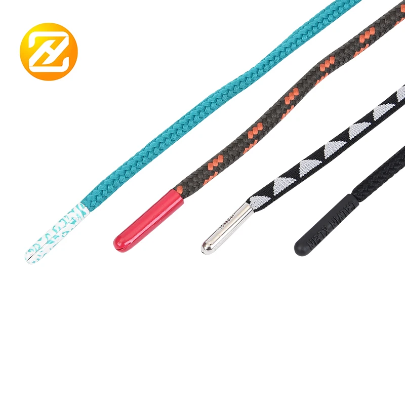 Custom 100% Cotton Flat Shoe Laces Hoodie Strings Drawstrings Cords With Plastic Tips