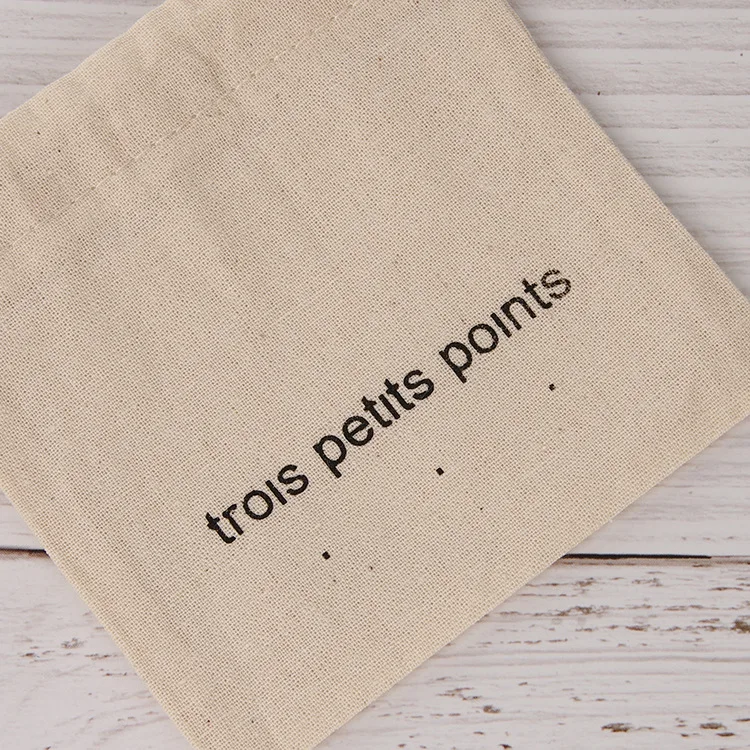 
White Linen Cotton Gift Bags Packing Jewelry Drawstring Pouch Cotton Organic Cotton Muslin Fabric Drawstring Bags 