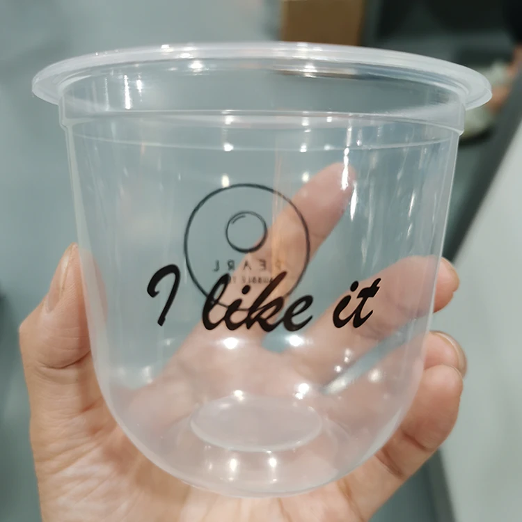 Custom logo Food Grade 24oz Boba Smoothie Take Out U Shape Plastic PP Cups