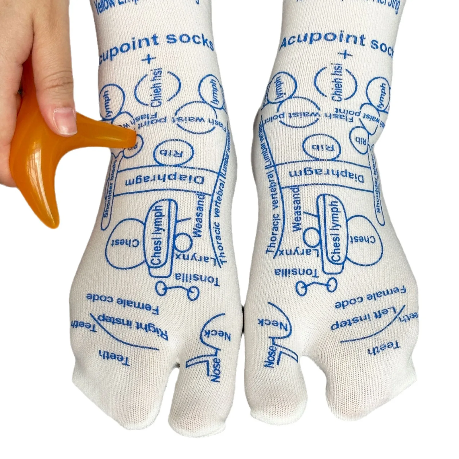 2024 Traditional Chinese Massage Reflexology Socks Toe New Home Foot Point Diagram Acupoint Socks With Massage Sticks