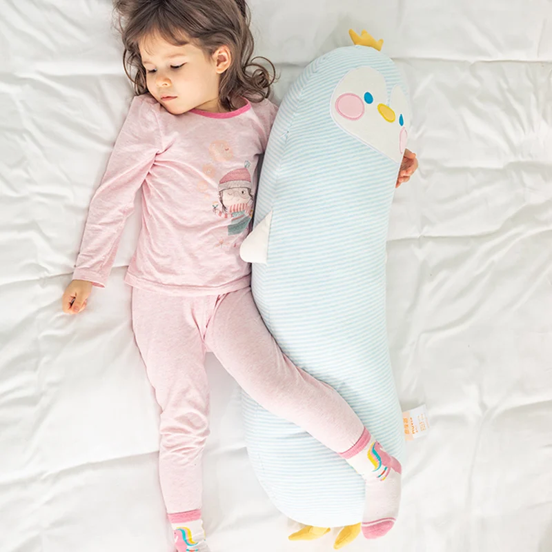 Cute Design Super Soft Baby Sleeping Animal Plush Toys Fat Penguin Hippo Comfort Dolls Long Bed Pillow Cushions