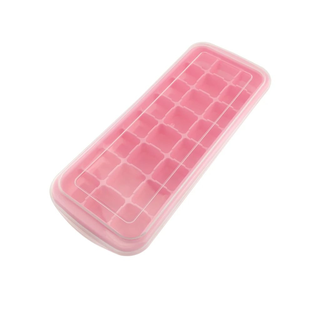 24 Ice Cubes Trays Silicone Flexible and BPA Free with Spill-Resistant Removable Lid Ice Cube Molds