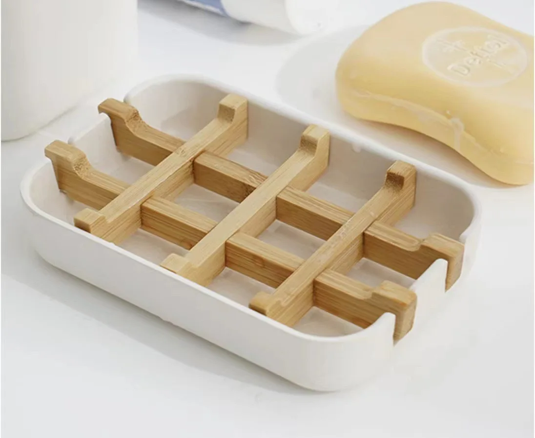 Wholesale sustainable soap dish square shape bamboo fiber soap holder for hotel home kitchen bathroom