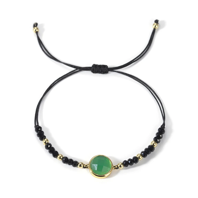 Handmade Knotted Gold Plated Brass Beads gemstone stone Charm Bracelet for Women