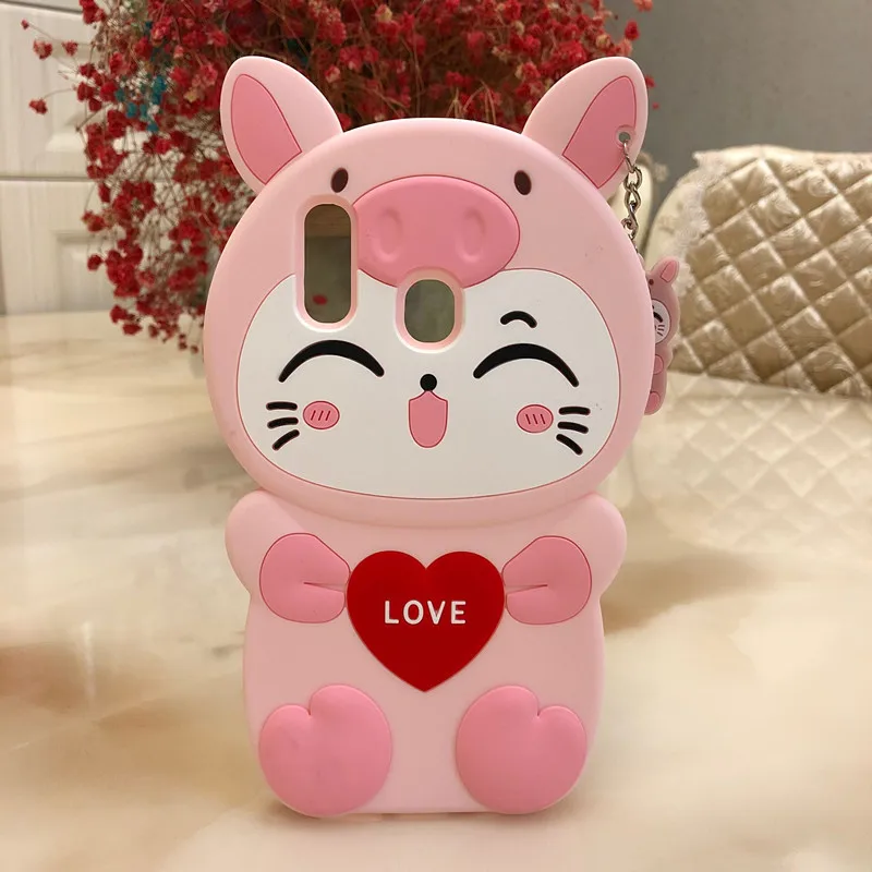 For Samsung Galaxy A20 3D Love Cat Cartoon Soft Silicon Phone Case Cover for Samsung Galaxy A30 Back Case