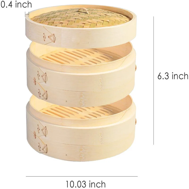 Air Fryer Liners Eco-Friendly Kitchenware Mini Favors Cooking Dim Sum 10 Inch Bamboo Steamer With Lid