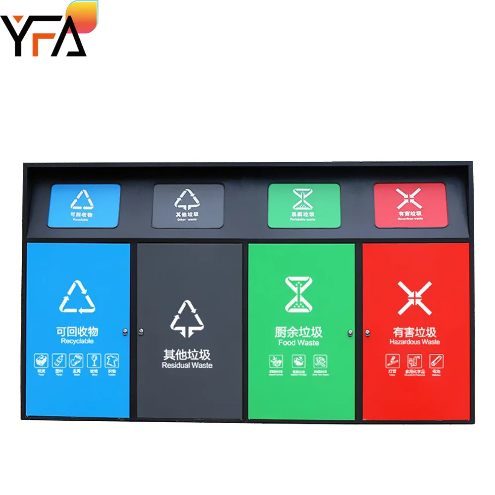 outdoor park Street Recycling can outside public garden 3 comartment waste container bin commercial recycling dustbin