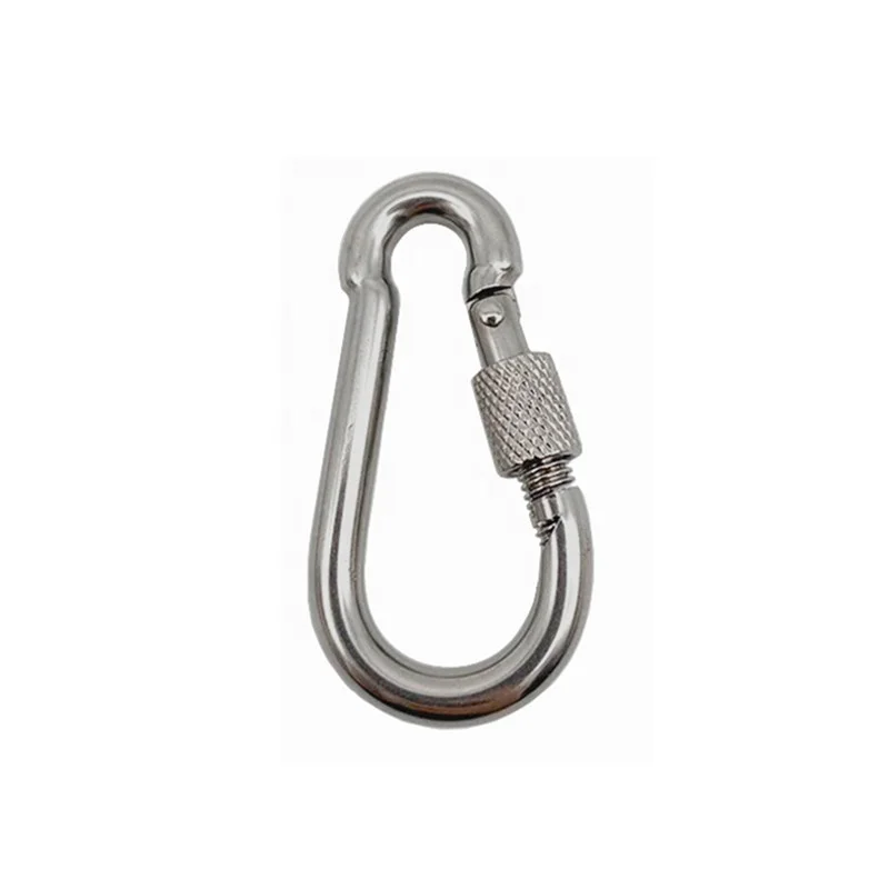 6mm Stainless Steel 304 Snap Spring Hooks Carabiner With Screw Lock