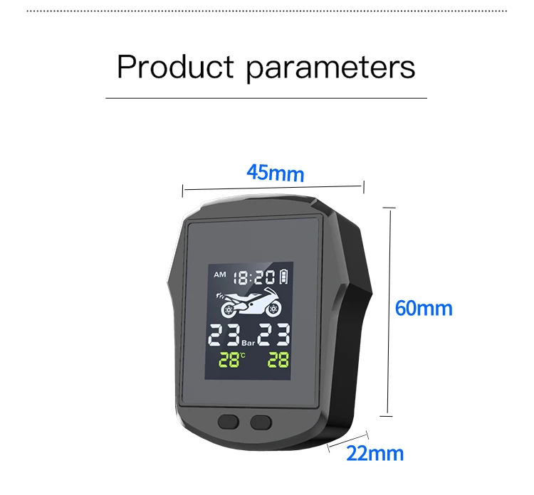 Motorcycle Tire Pressure Monitoring System USB Rechargeable Waterproof Shockproof Two Wheel Wireless Motorbike TPMS