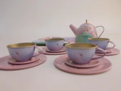 2021 new product factory promotion fancy pink girlish Pink Ballerina Tea Set mini tea pot tea cup gift box tin