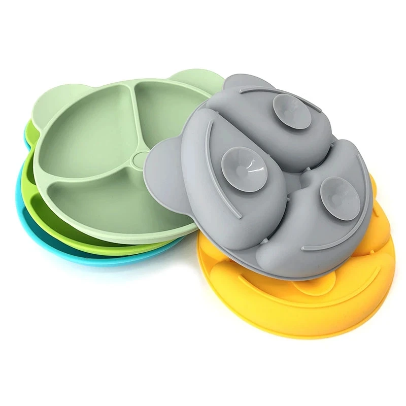 Custom Logo BPA Free Baby Food Set Kids Dinnerware Soft Feeding Set Silicone Plate Baby Feeding bowl Silicone Baby Products