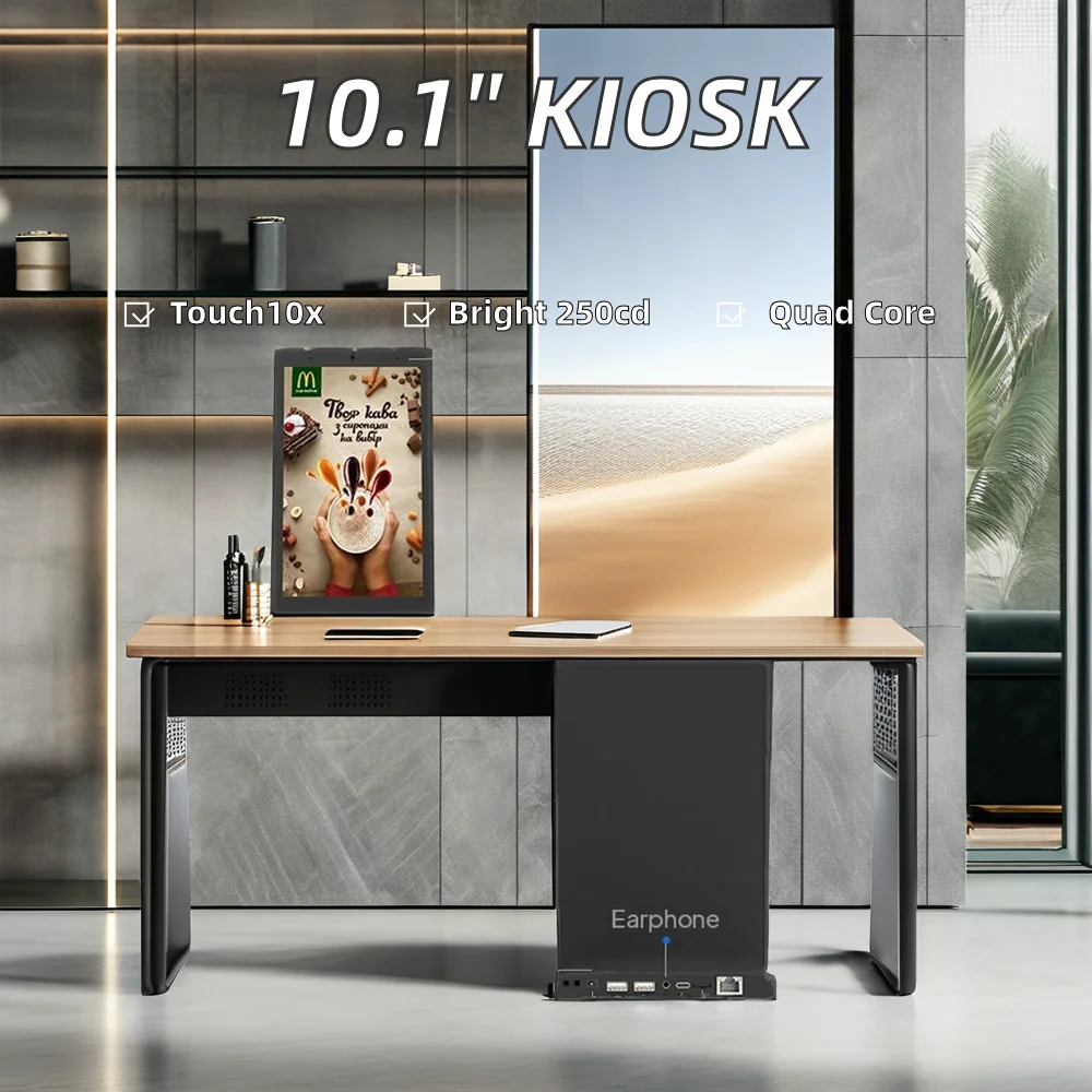 Android 10.1 Inch Touch Screen Display All-in-One L-Type Digital Signage Fitness Mirror for Restaurant Kiosks