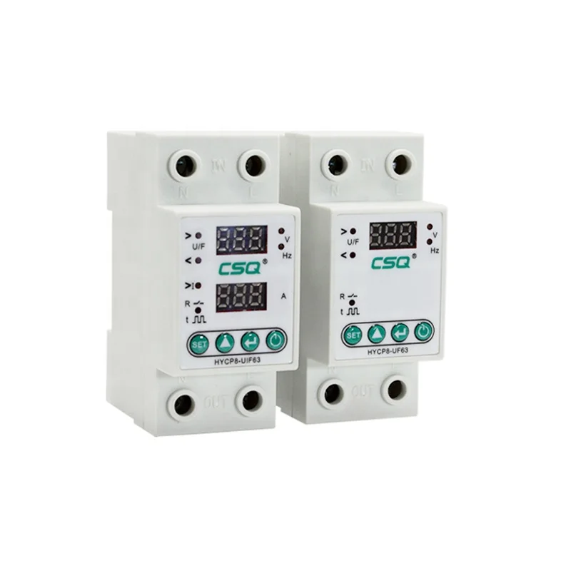 CSQ HYCP8 Digital Current Voltage Protector 25A 63A 60-300V Din rail Adjustable Over Under Voltage VA Protector