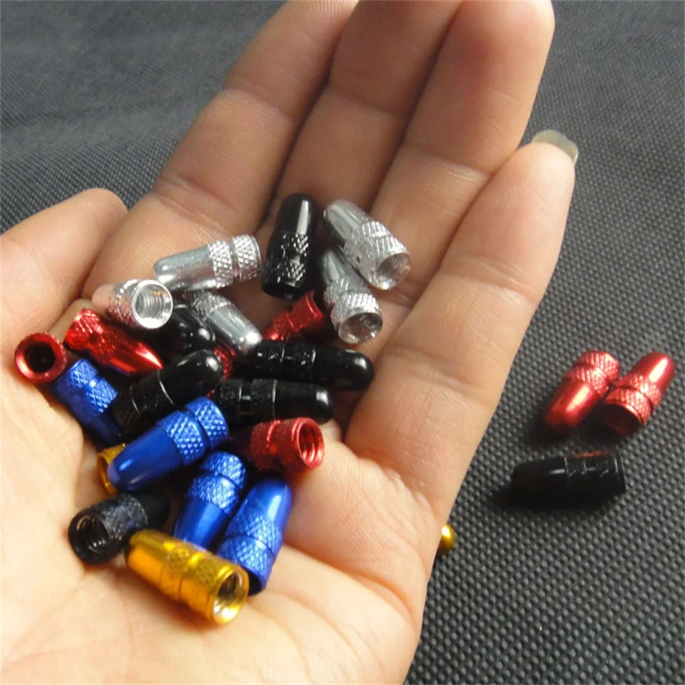 YOUME Aluminum Alloy Valve Caps Car Racing Bike Valve Adapter Bicycle Tire Wheel French Air Valve Cap Bicycle Accessories