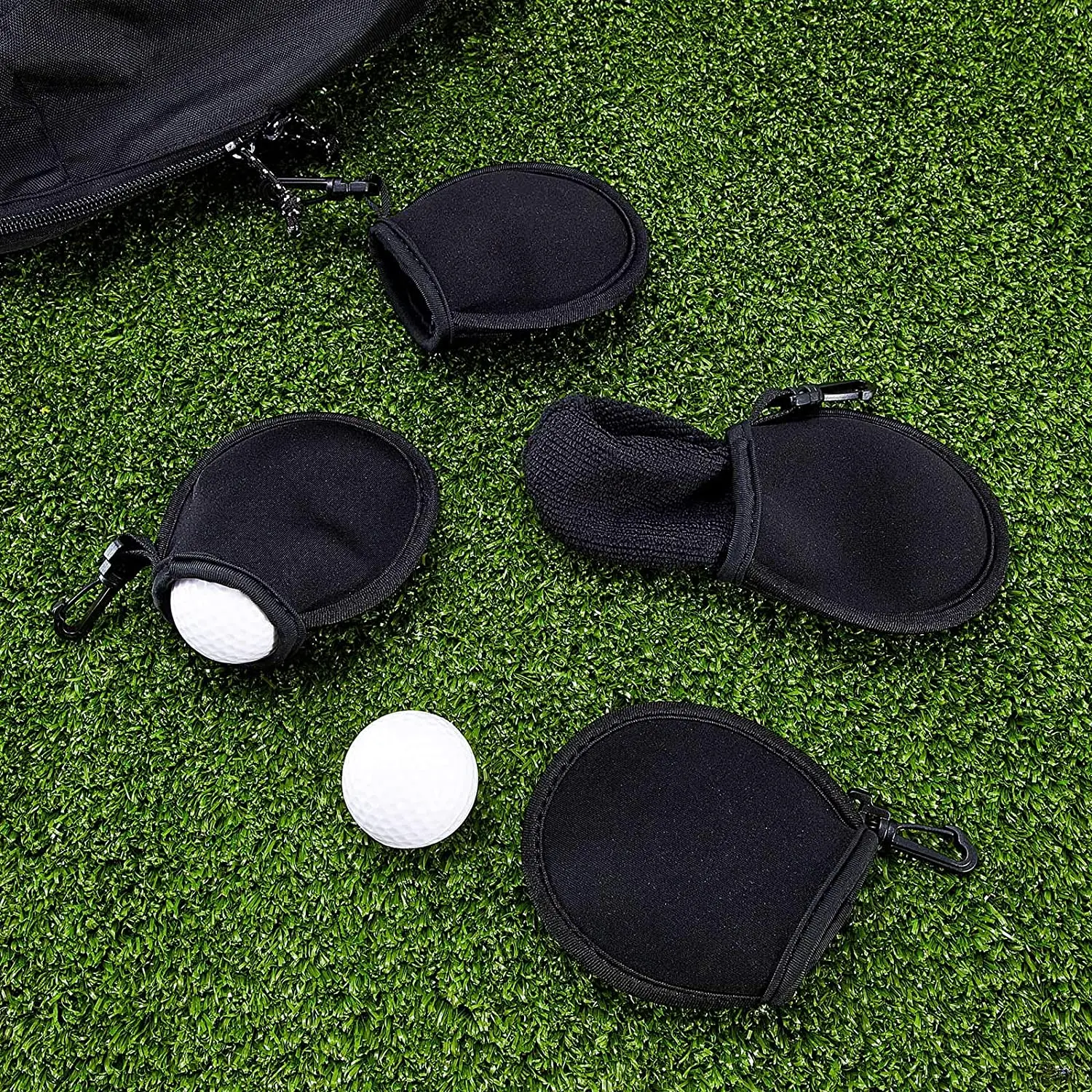 Portable Golf Ball Pouch Ball Cleaner Pocket Washer Bag with Clip for Cleaning Golf Balls and Bringing Your Golf