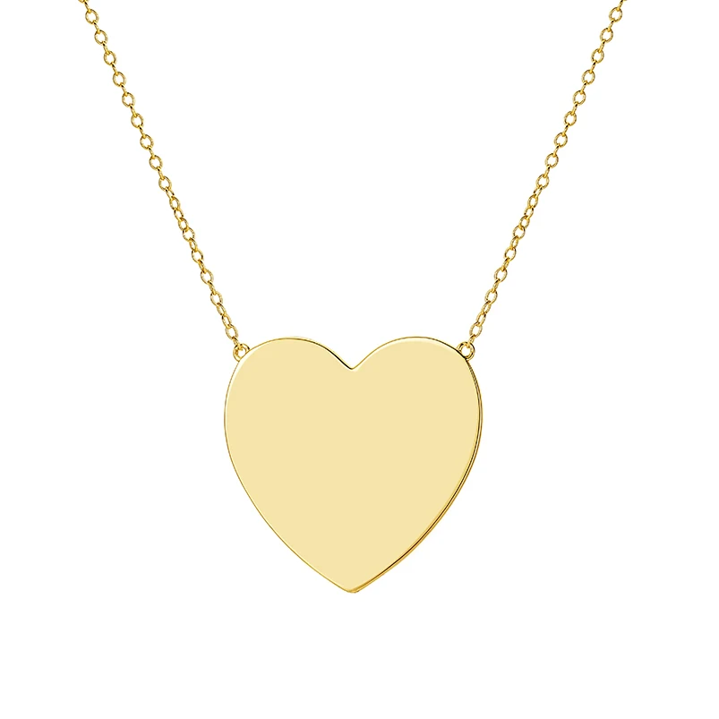 Gemnel minimalist jewelry best selling 925 silver polish finish gold plated large heart pendant necklace
